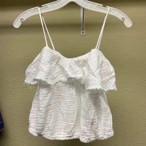 White fringe ruffly top